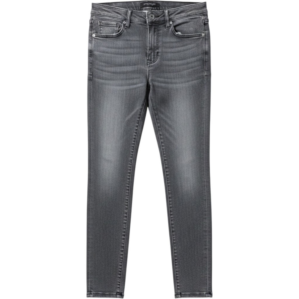 Judy Blue‎ Grey Frayed Raw Hem Skinny Jeans Size 5/27 Distressed Faded Denim
